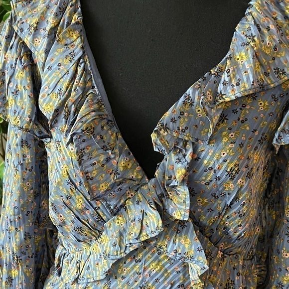 Free People Sweetest Thing Long Sleeve Minidress Midnight Cowboy SZ 6 NWT - Picture 2 of 12